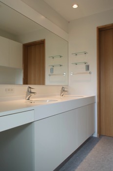 View of the first floor bathroom towards the corridor.   View of the first floor bathroom towards the corridor.